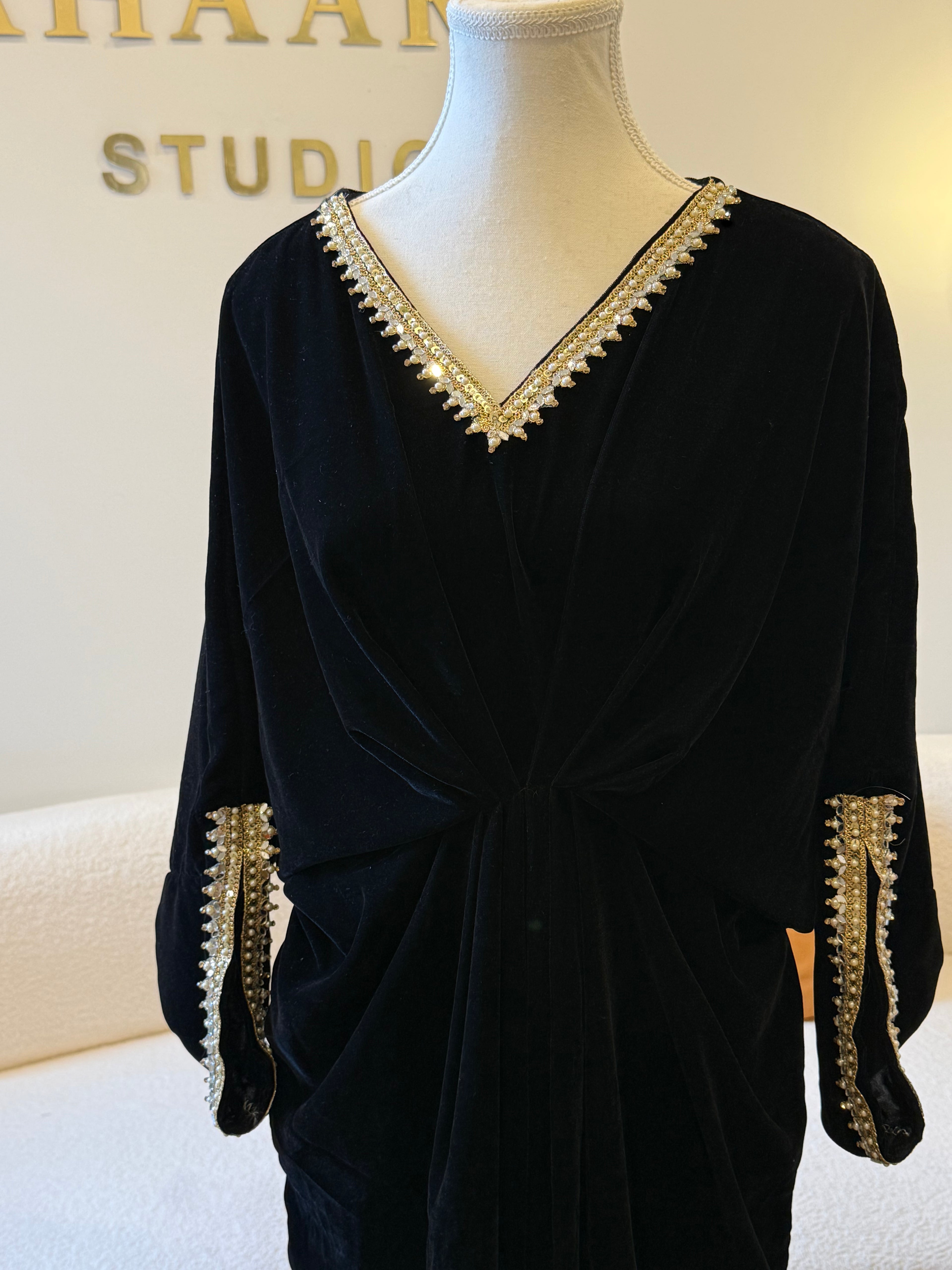 Siyah - Black Velvet Kaftan