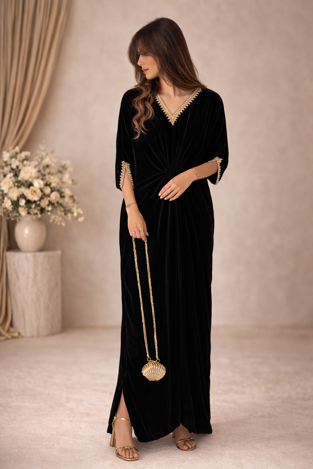 Siyah - Black Velvet Kaftan