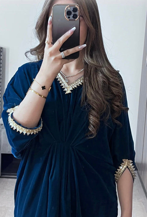 Elira - Zinc Velvet Kaftan